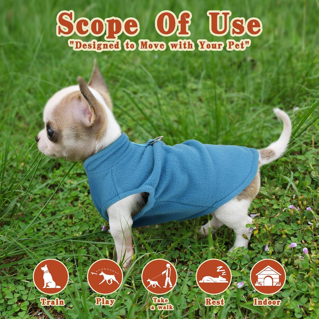 Sleeveless Pullover Fleece Vest for Small Dogs: Cozy Polyester Dog Jacket, Tank Top Sweater with Leash Ring and