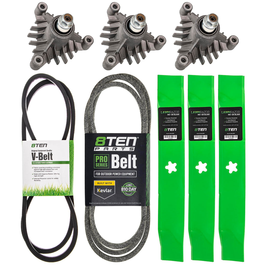 8TEN Blade Spindle Belt Kit for Husqvarna YTH2046A YTH2046B 46 Inch Deck