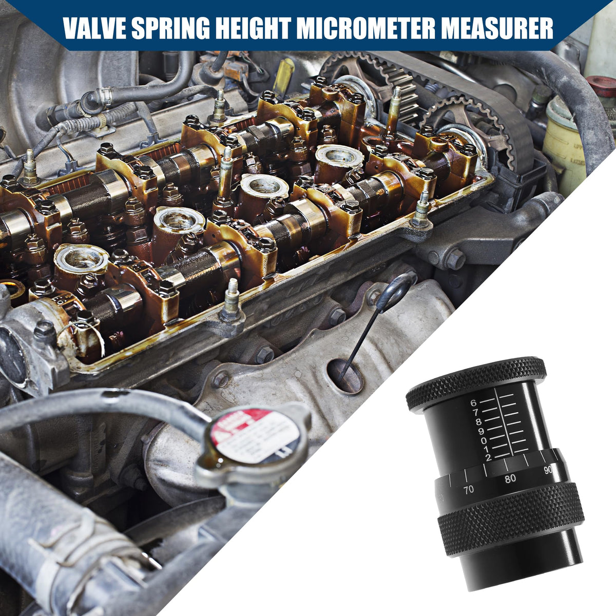 Hihaha Valve Spring Height Micrometer Measurer/Front/Height Range Accurate Measurer Instrument Tool/for V8 Engine/Durable Metal / 1Pcs Black