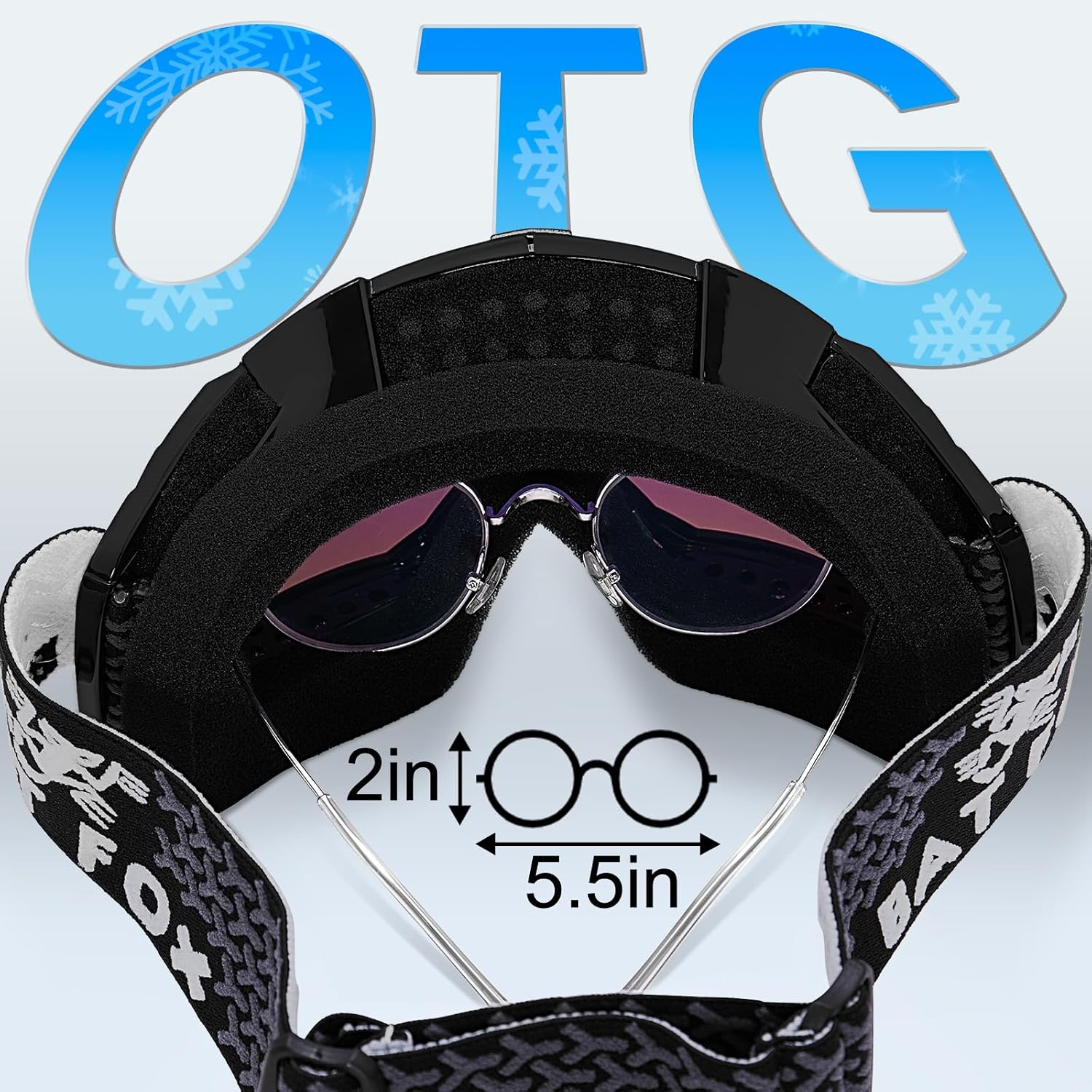 Anti Fog Ski Goggles OTG for Adults & Kids, Snowboard Goggles with 100% UV Protection & Anti-Slip Fit for Skiing