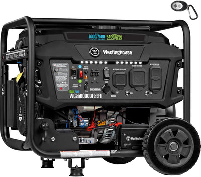 7500 Peak Watt EFI Dual Fuel Home Backup Portable Generator, Remote Electric Start, Transfer Switch Ready, Gas and