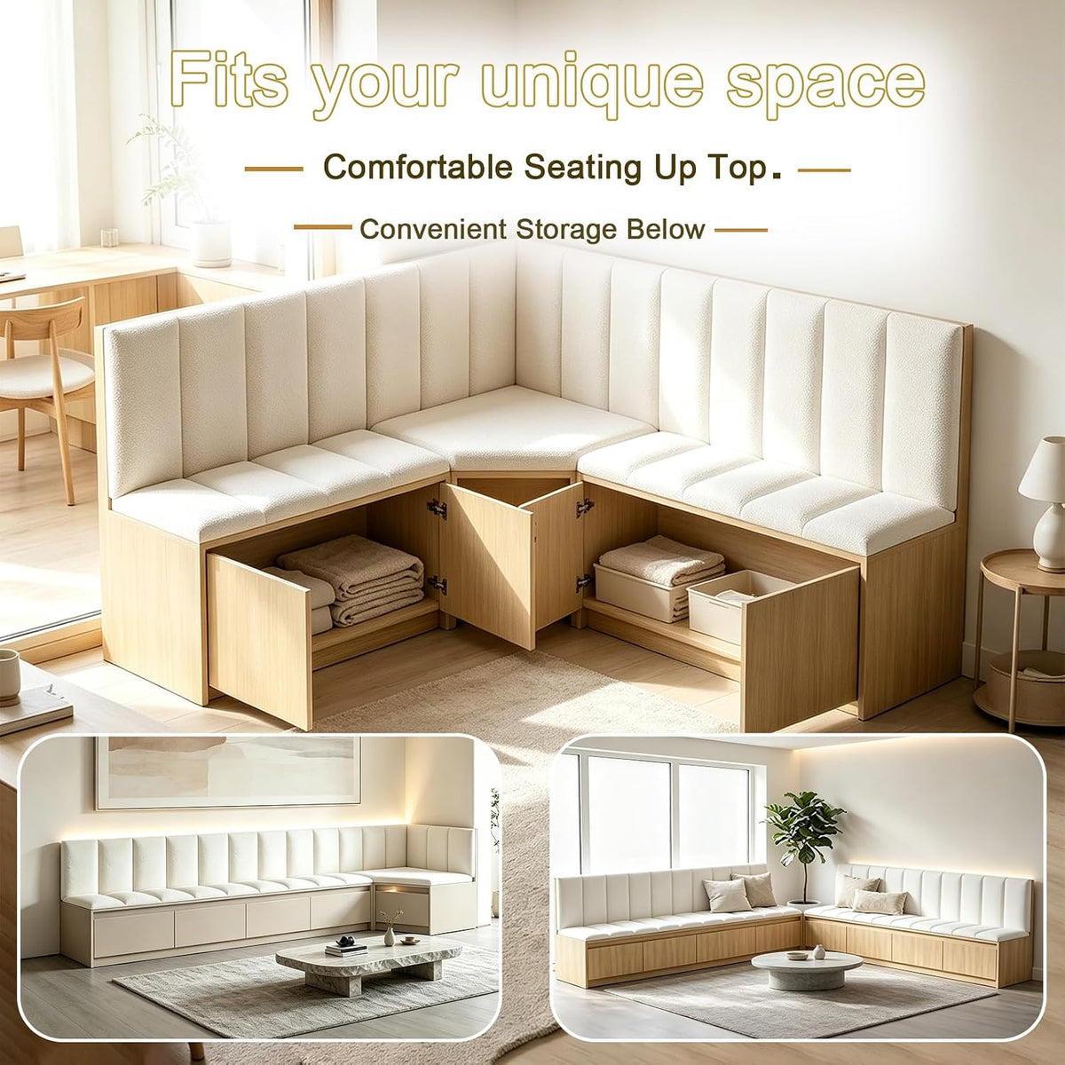 Restaurant Booth Seating Bench(39.4" Width x 17.7" Depth x 33.5" Height)