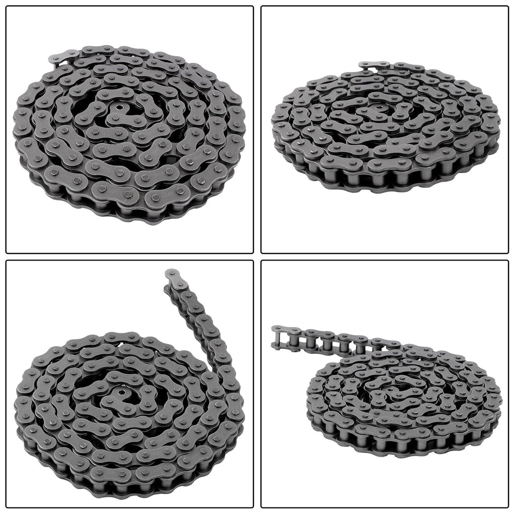 100H Heavy Duty Roller Chain 10 Feet with Connectors Carbon Steel Chain