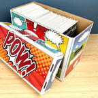 Pow! Comic Book Storage Short Box - 1 Pack | Color Comic-Inspired Artwork | Holds 150–175 Comics | Stackable Comic