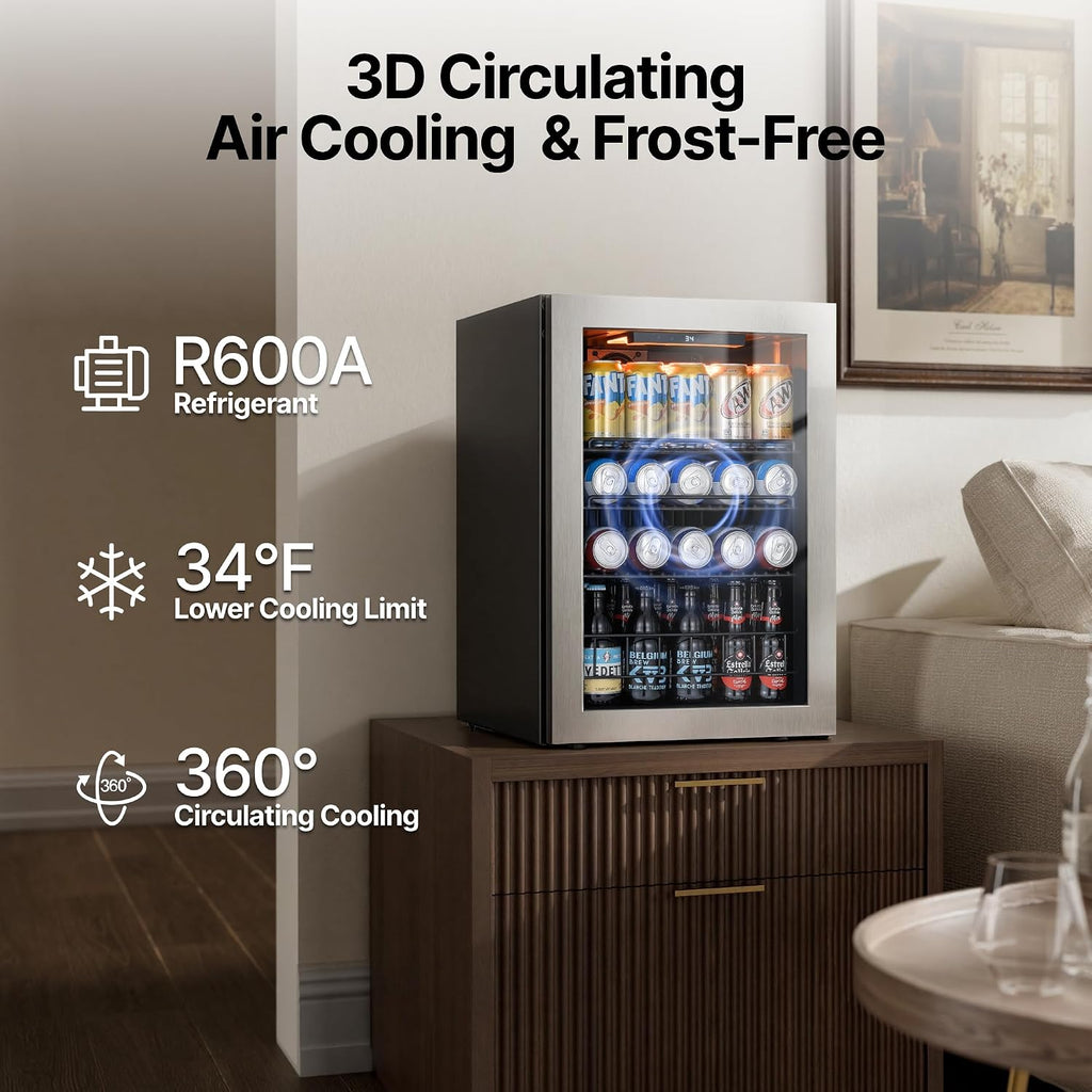 85 Cans Mini Fridge, Beverage Refrigerator Cooler for Drink, Beer