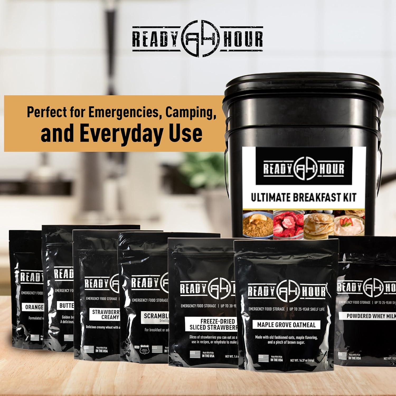 Breakfast Bucket (128 Servings), Emergency Food Supply, Emergency Food Kit, 25-Year Shelf Life Food, Survival Food