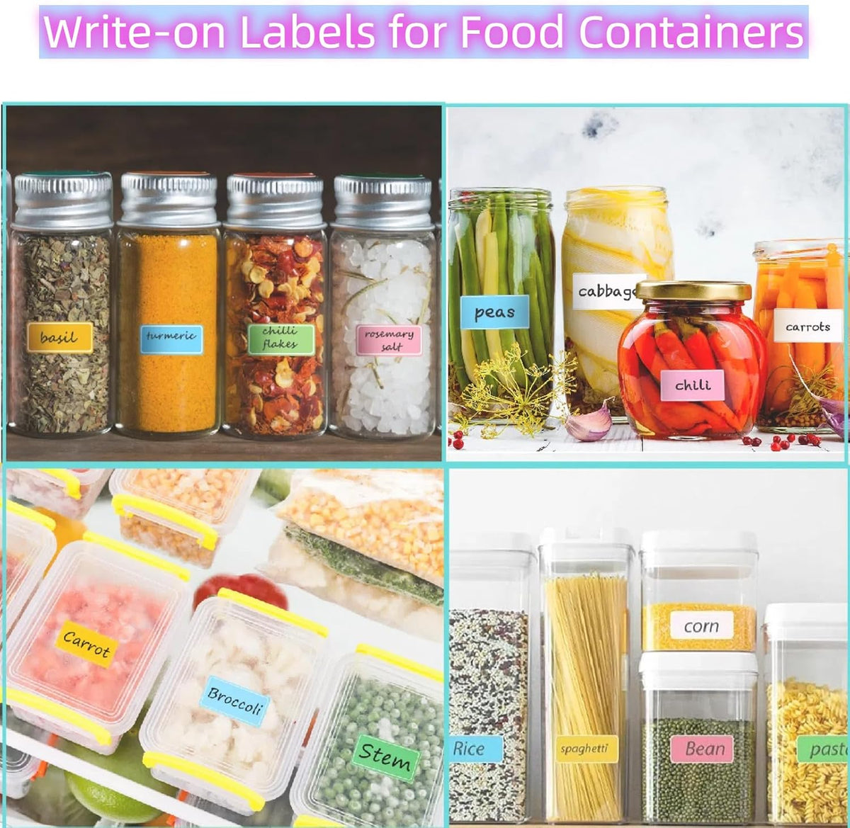 Assorted Colors Waterproof Removable Labels with Pen Adhesive Name Stickers