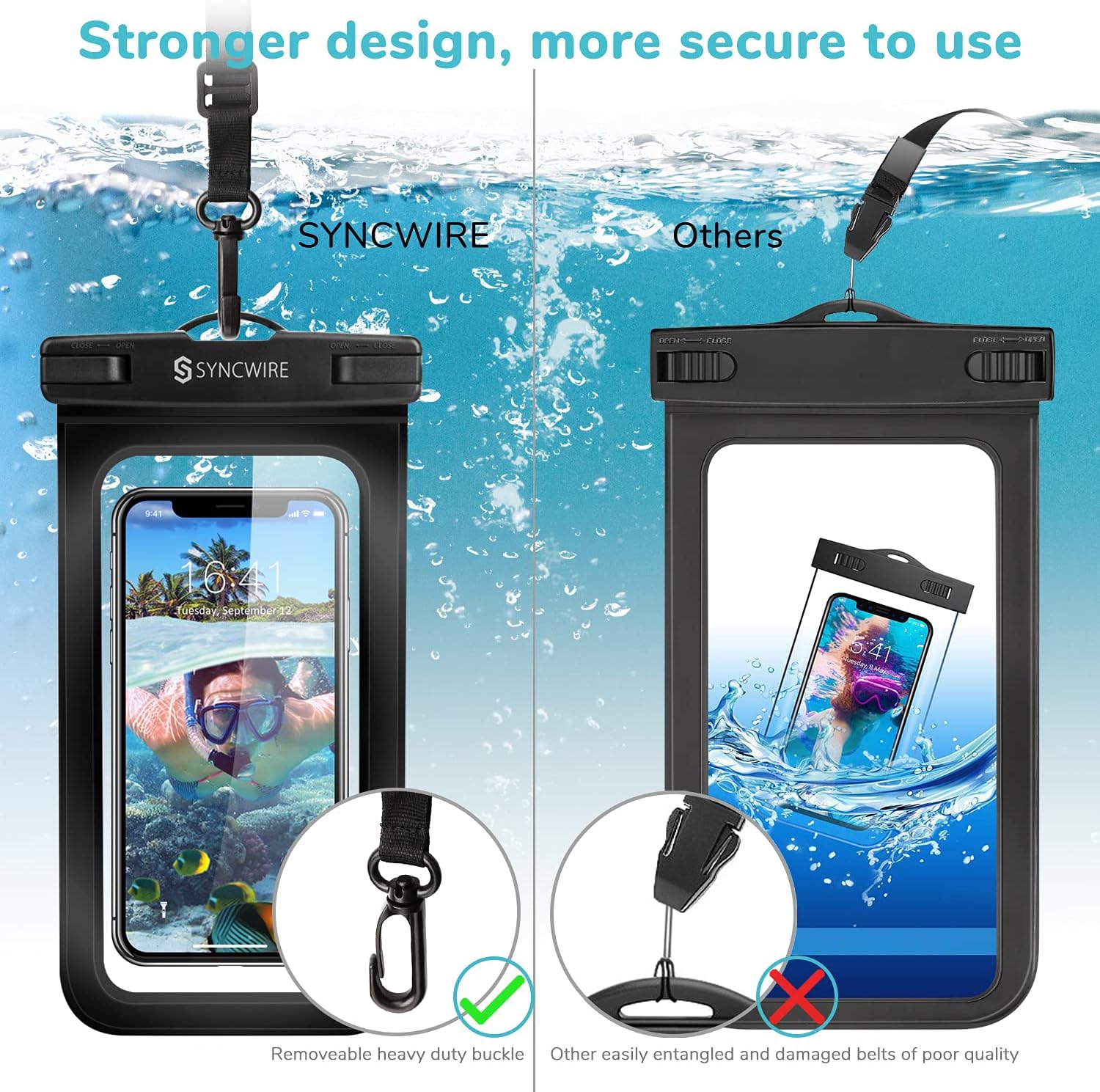 Waterproof Phone Pouch IPX8 Beach Cruise Travel Essentials 2 Pack | Cell Phone Dry Bag, Waterproof Phone Case for