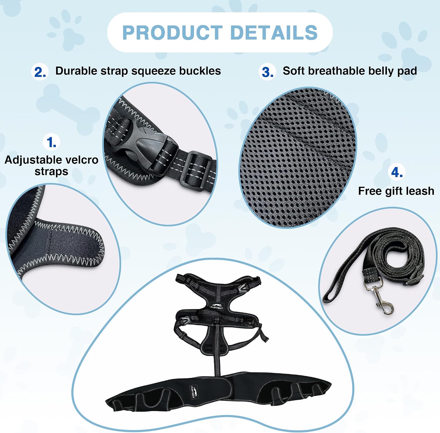 Dog Knee Braces for Back Leg, Dog Knee Brace for Torn ACL Hind Leg Support, Adjustable Dog ACL Brace for Hind Leg
