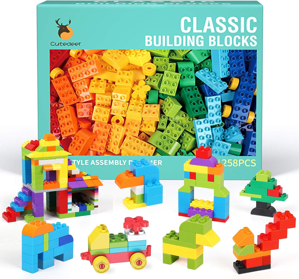 258 Piece Classic Big Building Blocks Set for Kids Toddlers Compatible with All Major Brands, Large Building Bricks