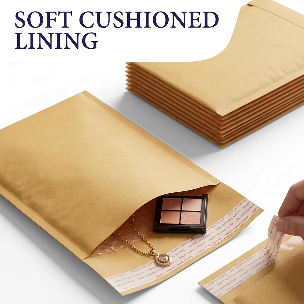 Self-Seal Kraft Bubble Mailers 12.5x19, 50-Pack Padded Envelopes