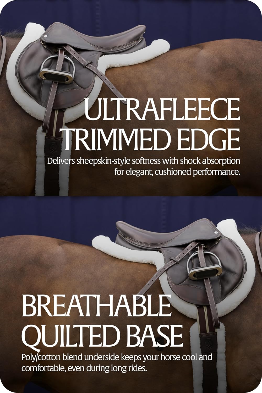 Eidsvoll White English Saddle Pad, Ultra Fleece Trim Design