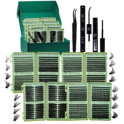 Lash Clusters Kit Wispy Eyelash Clusters 2304PCS Kit Cat Eye Kit Cluster Eyelash Extensions Pestañas Postizas