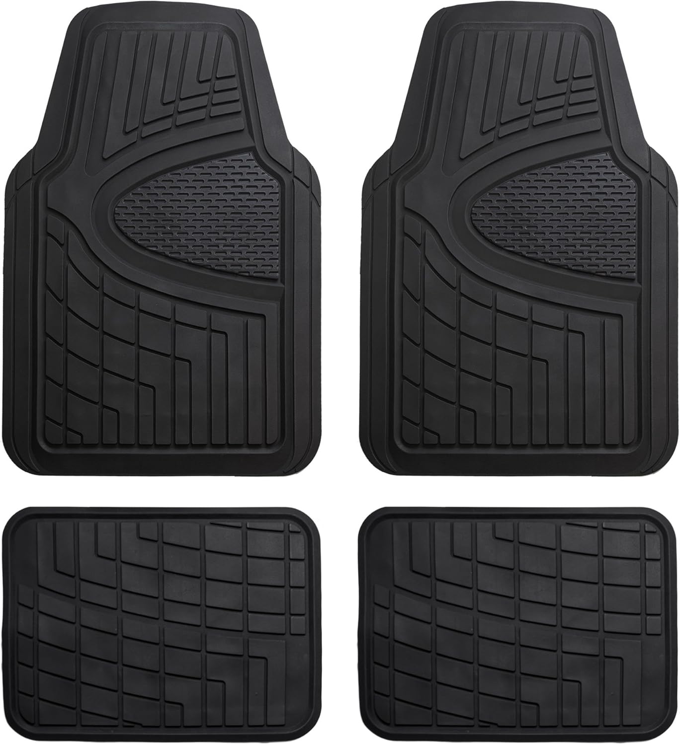 Automotive Floor Mats - Heavy-Duty Rubber Floor Mats for Cars, Universal Fit Full Set, Climaproof & Trimmable Floor