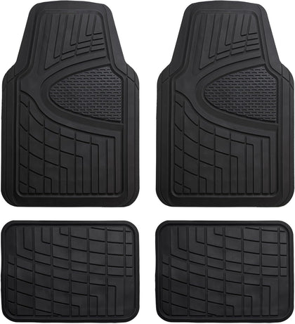 Automotive Floor Mats - Heavy-Duty Rubber Floor Mats for Cars, Universal Fit Full Set, Climaproof & Trimmable Floor