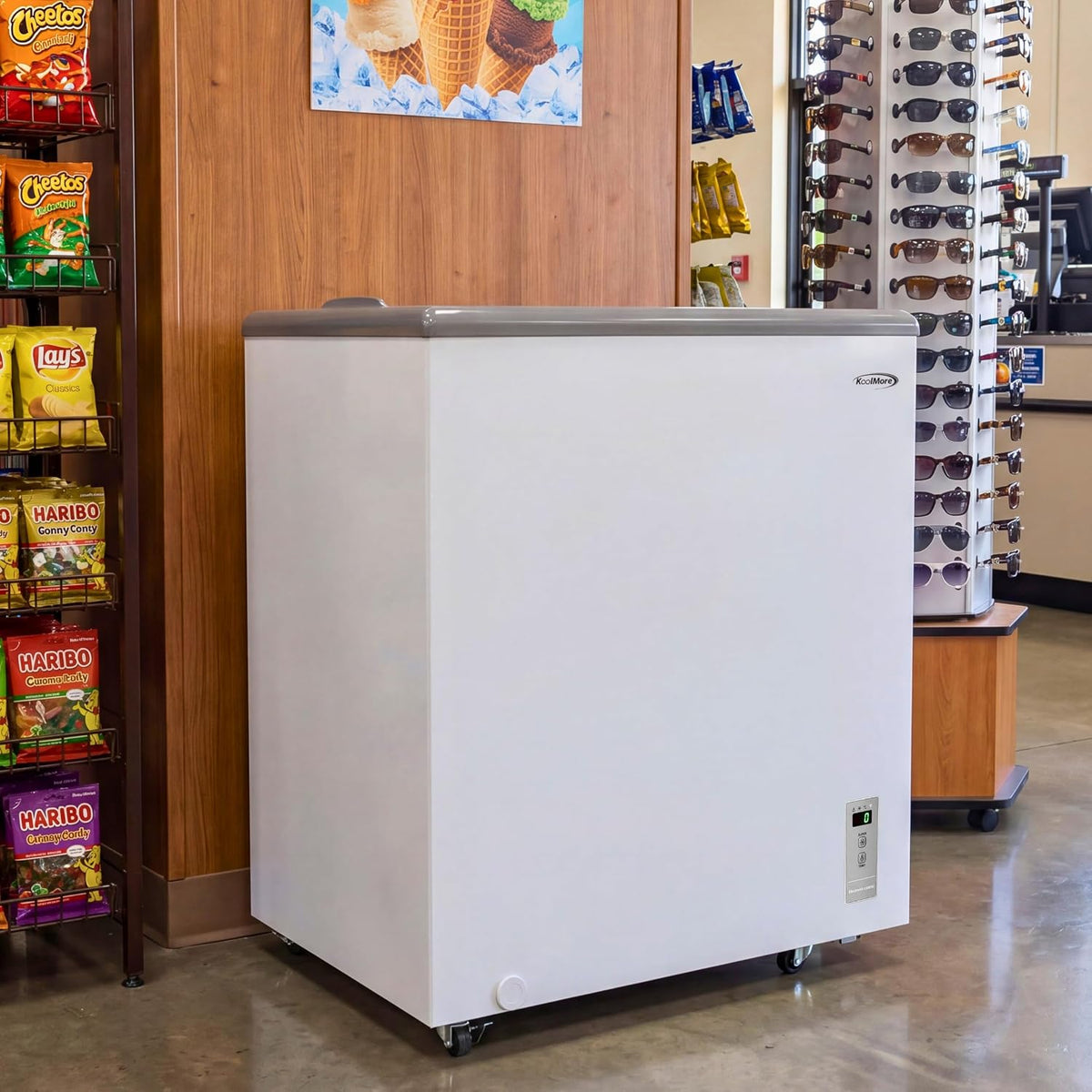 30 in. Commercial Flat Top Ice Cream Display Freezer, NSF Listed, 7 Cu. Ft. in White
