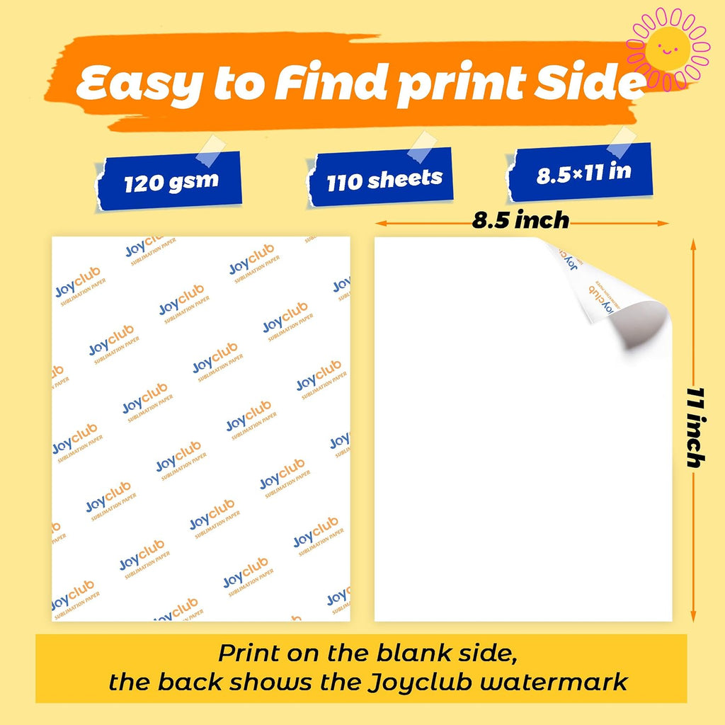 Sublimation Paper 8.5x11 Inch 110 Sheets, Fast Dry, High Transfer Rate, Compatible with Sublimation Printers and