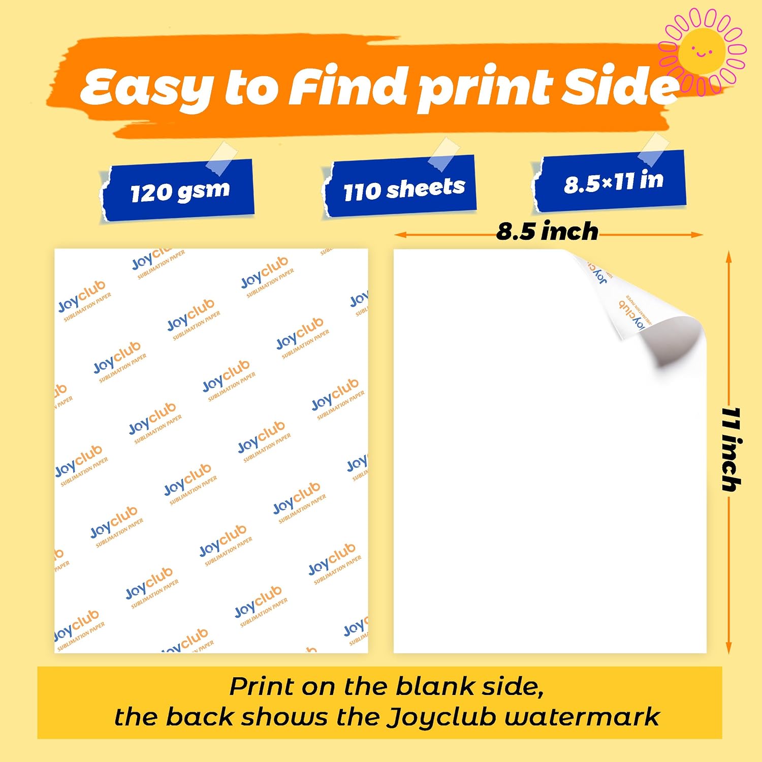 Sublimation Paper 8.5x11 Inch 110 Sheets, Fast Dry, High Transfer Rate, Compatible with Sublimation Printers and