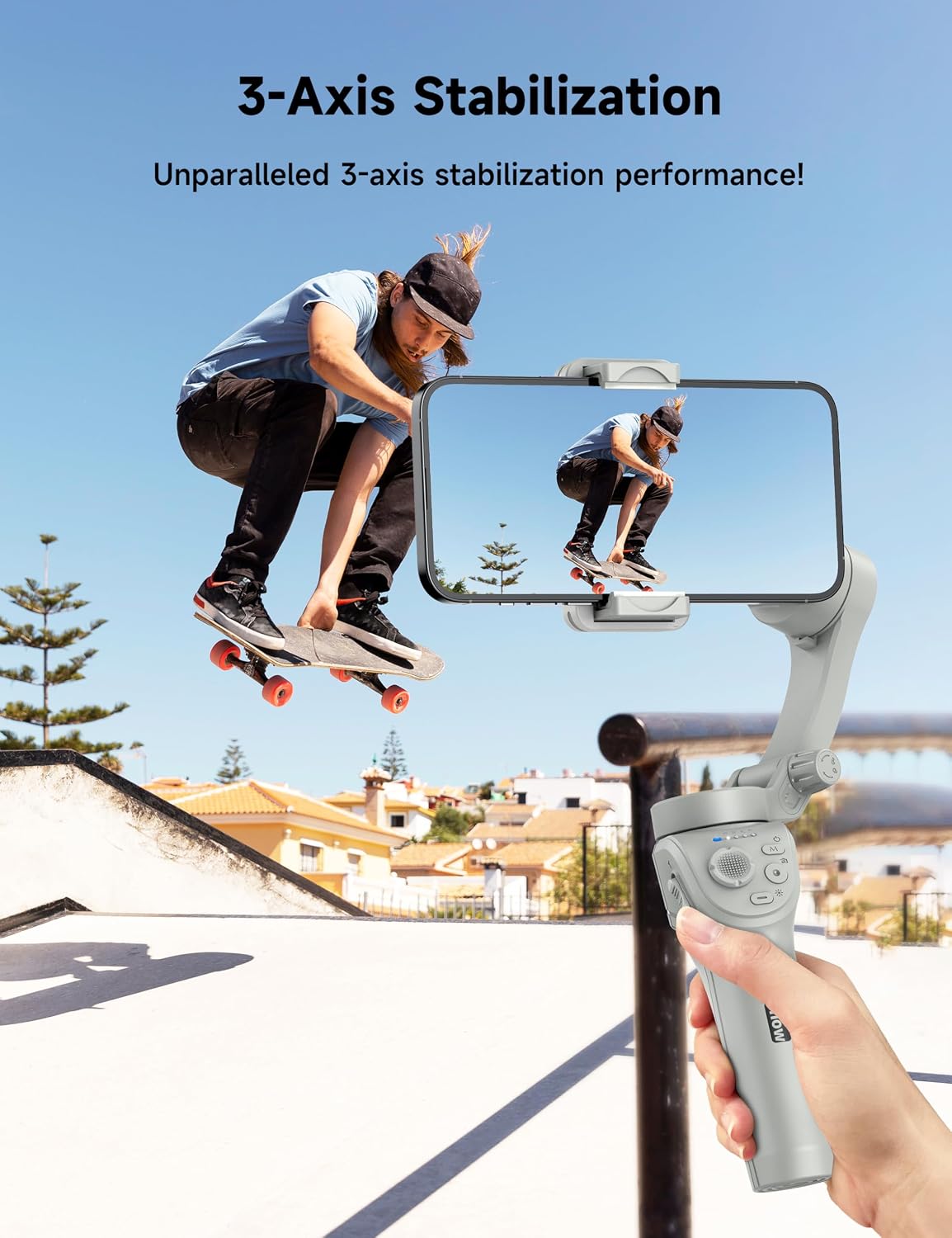 Gimbal Stabilizer for Smartphones, 3-Axis Phone Gimbal, Intelligent Gimbals with Face/Object Tracking, Portable and