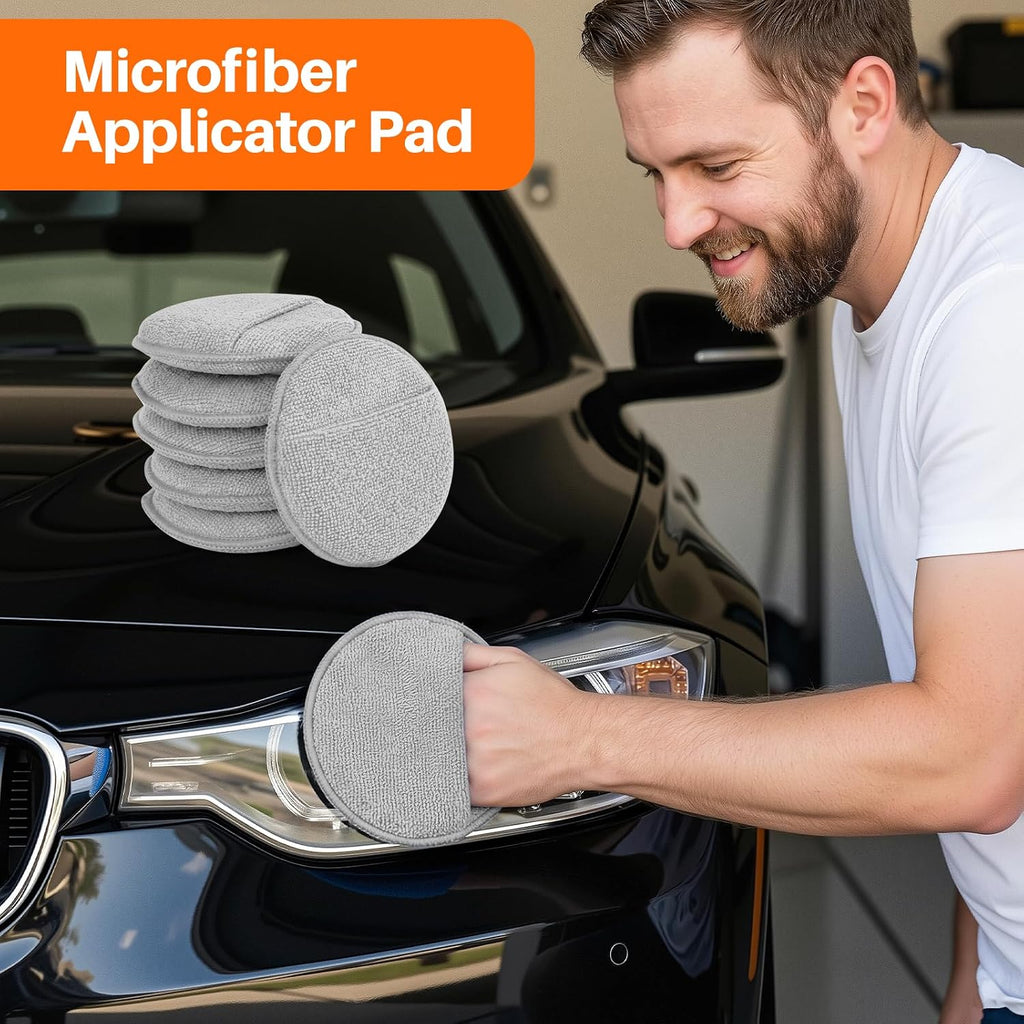 Microfiber Wax Applicator Pads, Car Wax Applicator with Finger Pocket, Buffing & Detail Polishing Foam Pads for Car