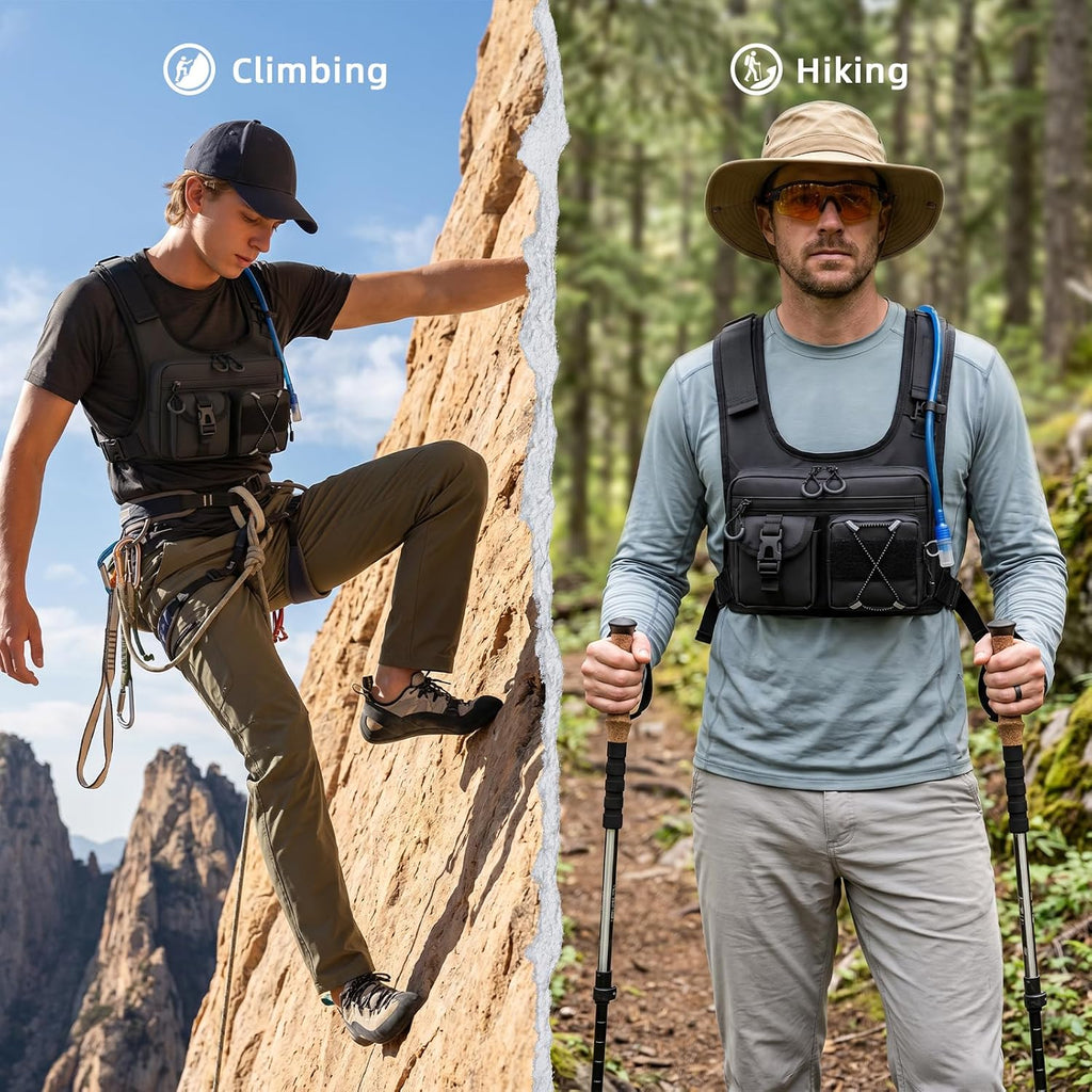 USA Patent Running Hydration Vest Backpack, Lightweight Chest Pack with 2.0L Water Bladder Bag Daypack for Hiking