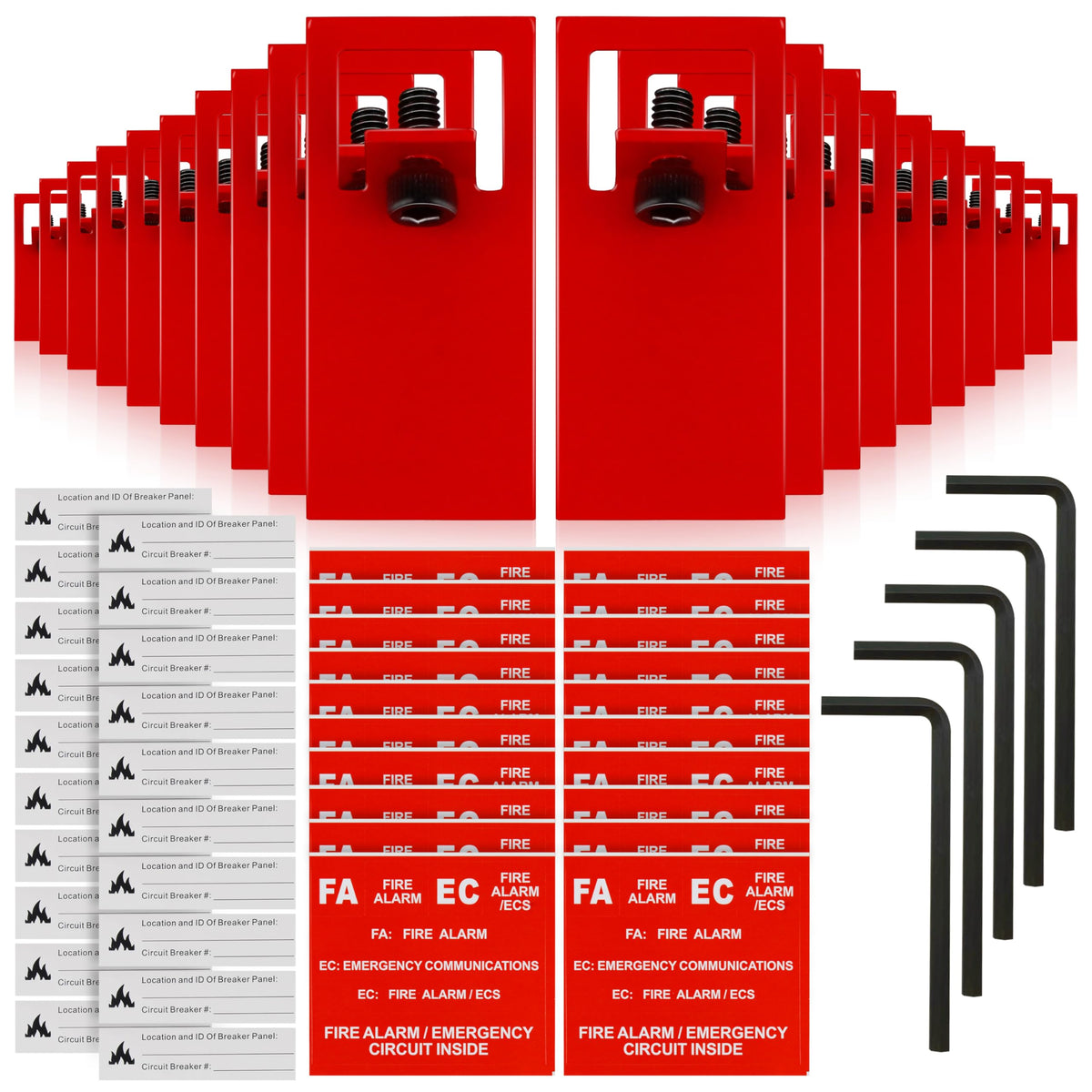 20-Set Fire Alarm Breaker Lockout Kit - Red Heavy Duty Metal