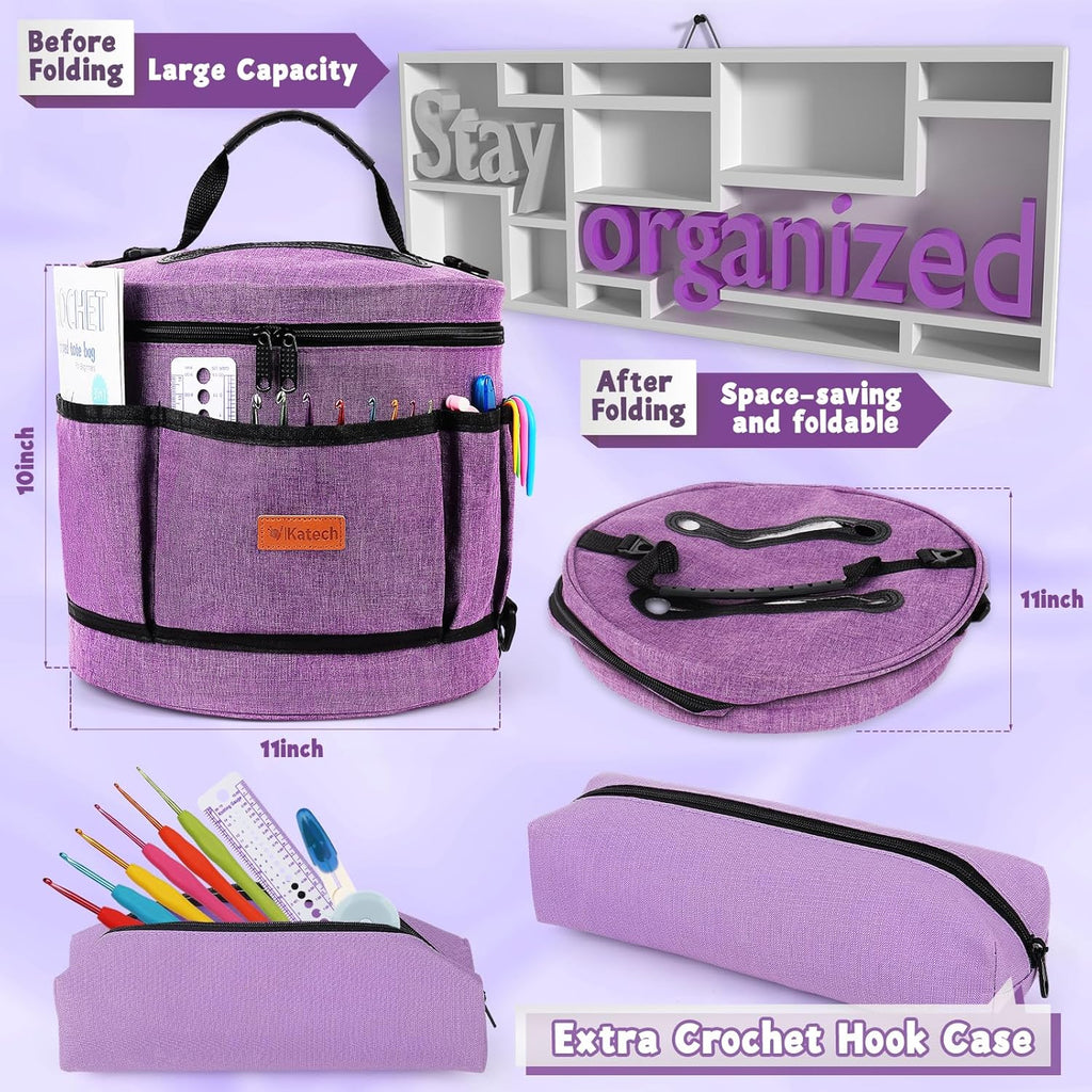 Crochet Kit for Beginners, Beginner Crochet Kit for Adults-Crochet Kits Includes Crochet Hooks Knitting Bag Crochet