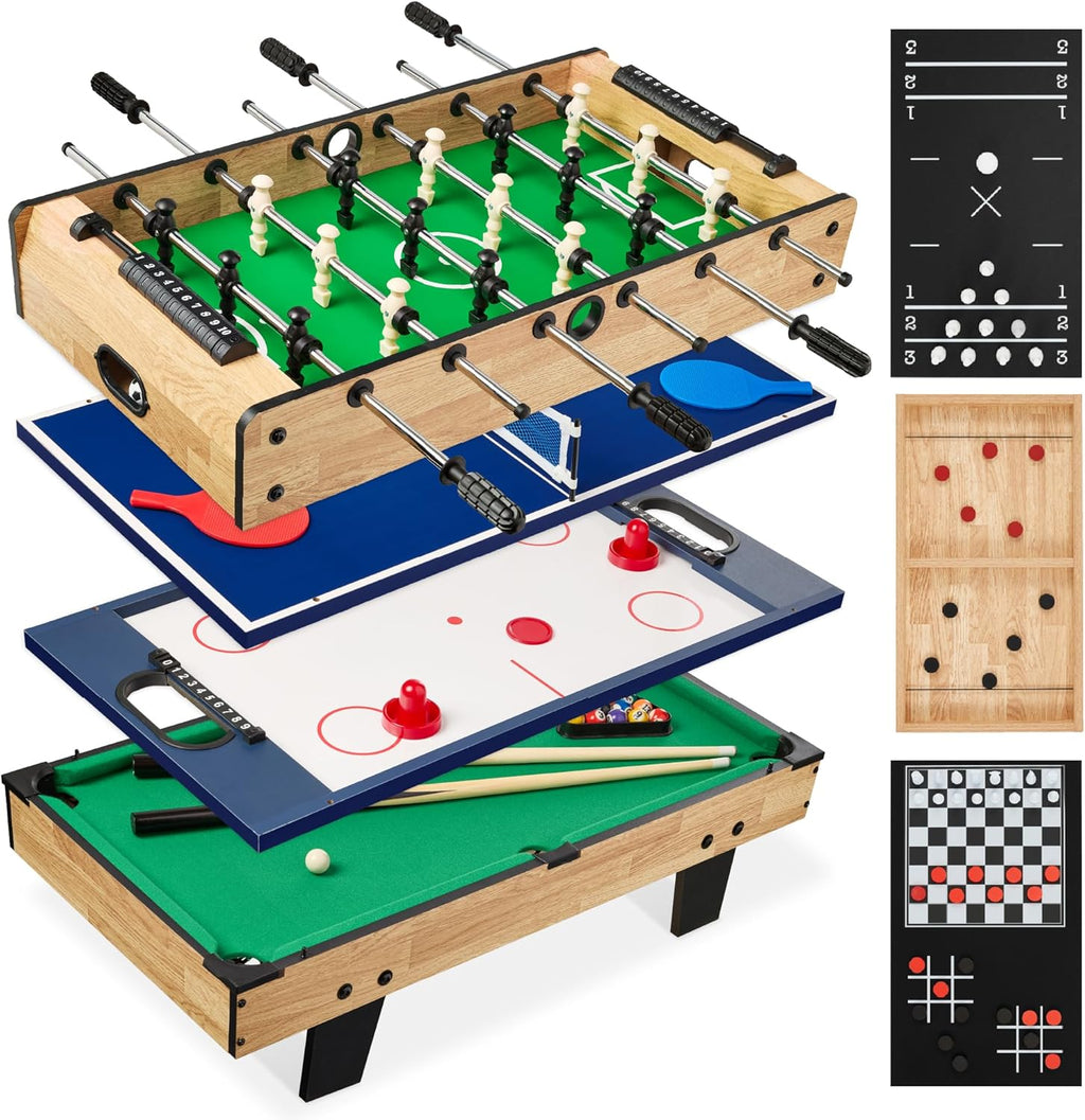 11-in-1 Kids Combo Game Table Set w/Ping Pong, Foosball, Air Hockey, Shuffleboard, Bowling, 5 Accessory Bags