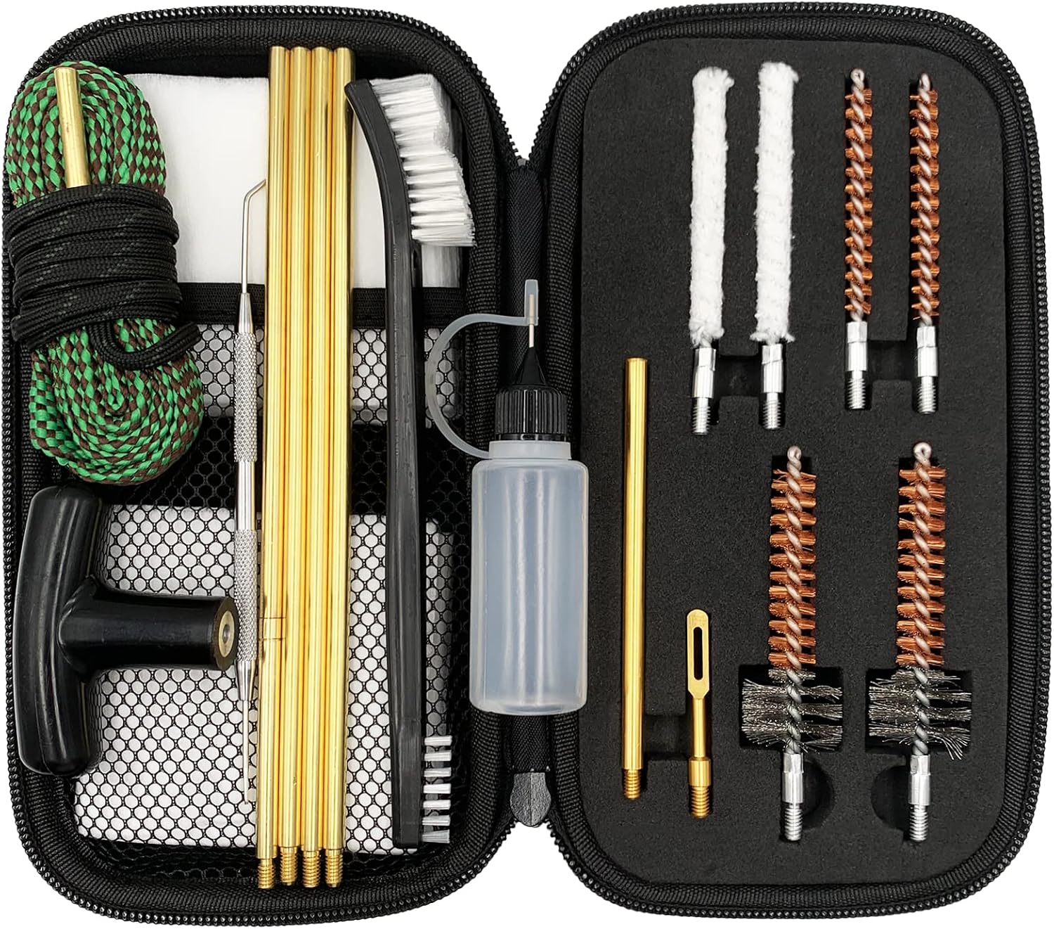 Rifle Pistol Gun Cleaning Kit for 22LR .22 Cal .223Cal 5.56 with Gun Snake, Cotton mop, Chamber Brushes, 32inch Brass