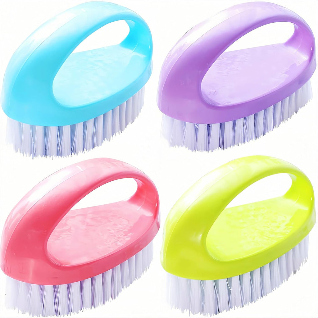Small Scrub Brush for Cleaning - 4 Pack Scrubbing Brushes with Stiff Nylon Bristles Heavy Duty Cleaning Brush
