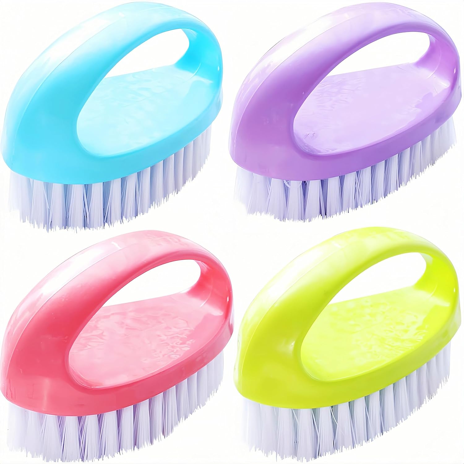 Small Scrub Brush for Cleaning - 4 Pack Scrubbing Brushes with Stiff Nylon Bristles Heavy Duty Cleaning Brush