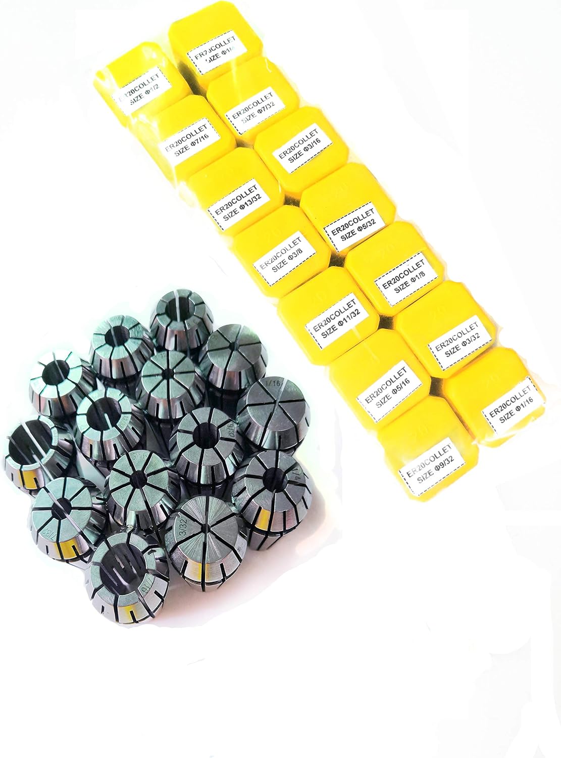 ER20 Spring Collet Set for CNC Engraving Machine and Milling Lathe Tool Workholding Engraving Collets(ER20-14pcs)
