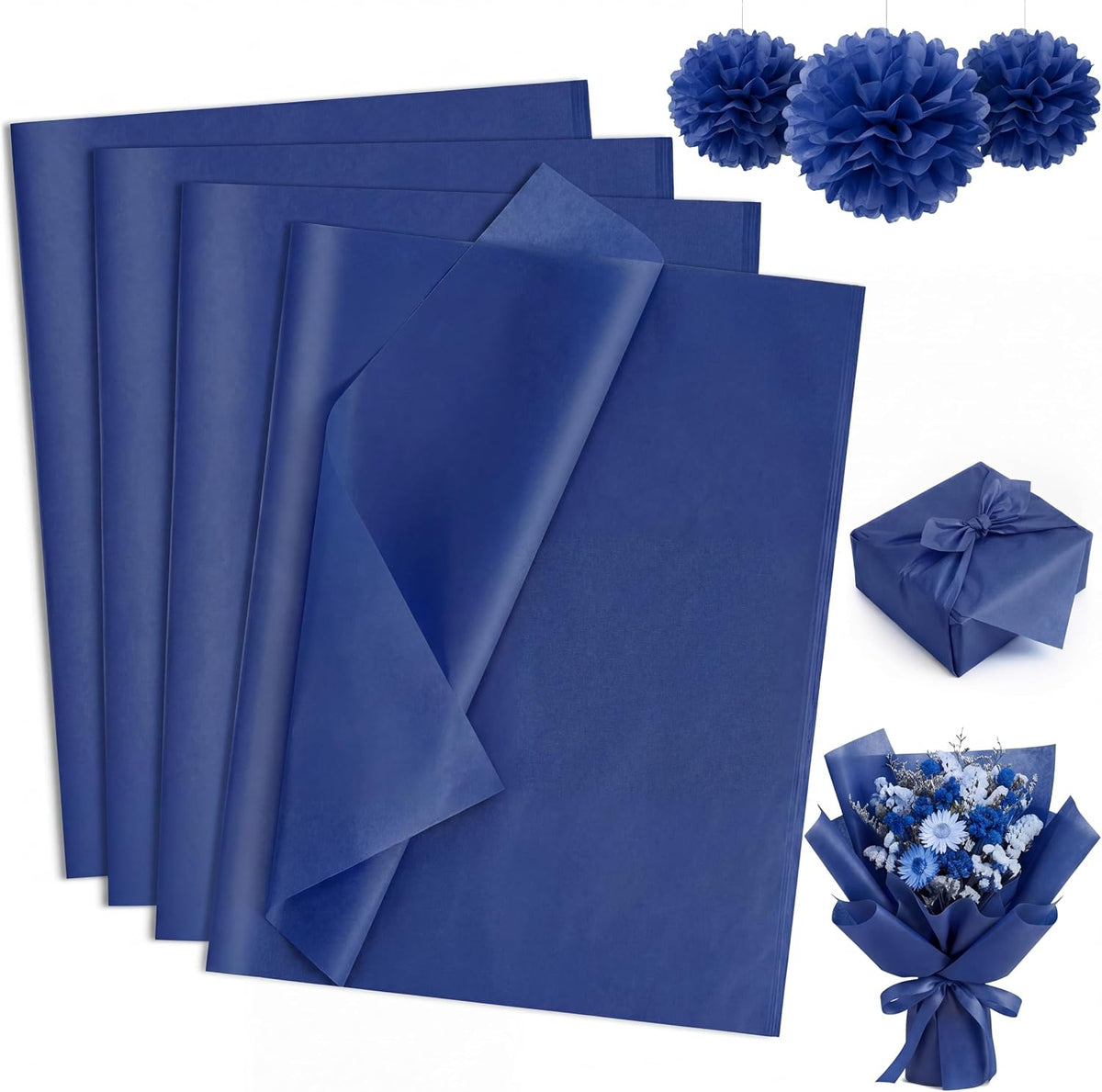 160 Sheets Navy Tissue Paper for Gift Bags 20 X 14 Inches