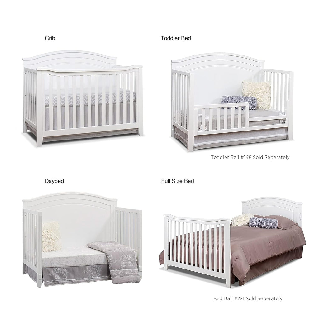 Furniture Berkley Round Top Crib, Classic 4-in-1 Convertible Crib, Made of Wood, Non-Toxic Finish, Wooden Baby Bed