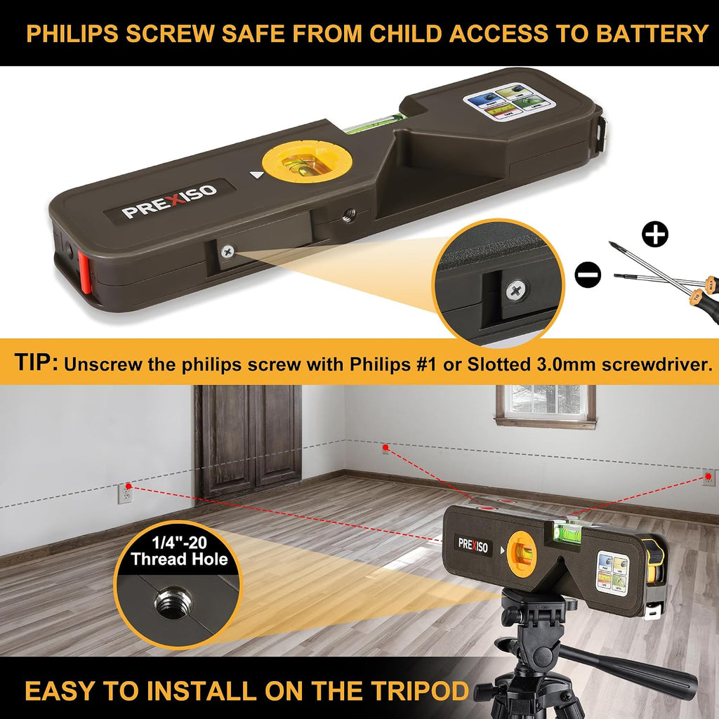 4-in-1 Line Laser Level Multipurpose Torpedo Level, 65Ft Alignment Point & 16Ft Laser Line & 10Ft Measure Tape Ruler