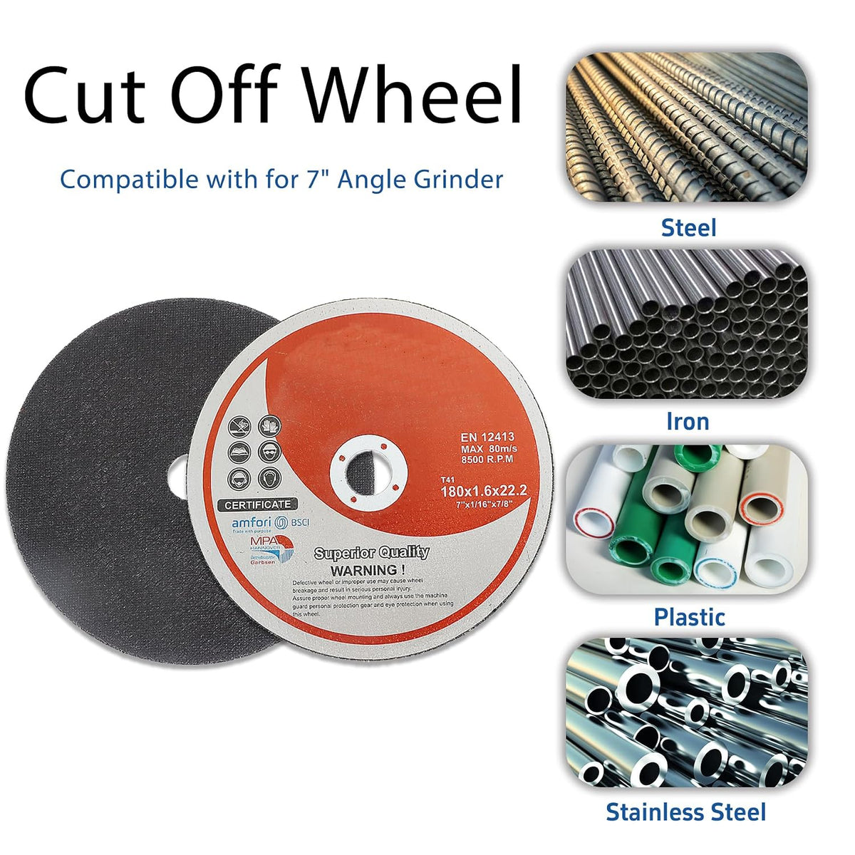 WFLNHB 100 Pack 7 Inch Cut Off Wheels 7 x 1/16 x 7/8 Inch