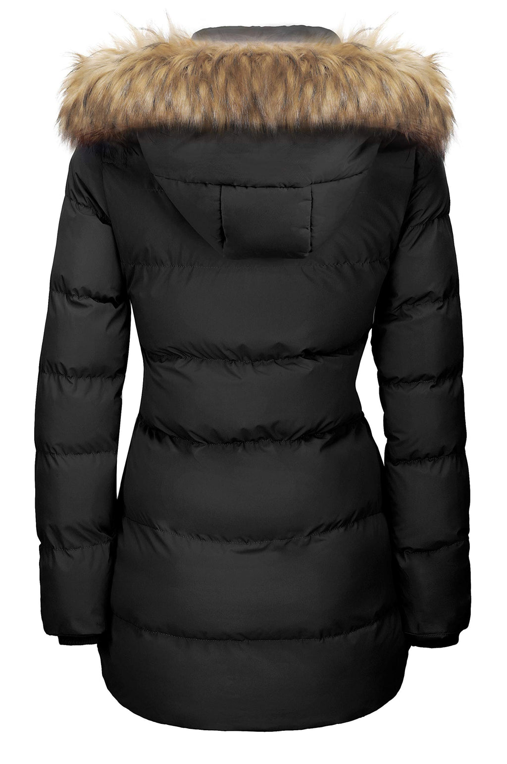 Women's Winter Thicken Padded Coat Parka Jacket, Black, L