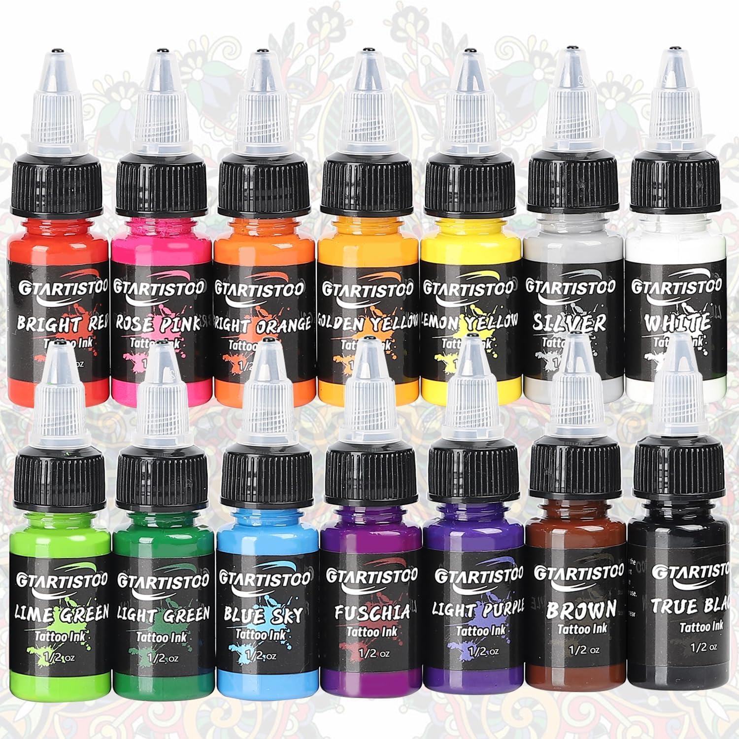 Tattoo Ink Set GTARTISTOO Professional 14 Colors 0.5oz Each
