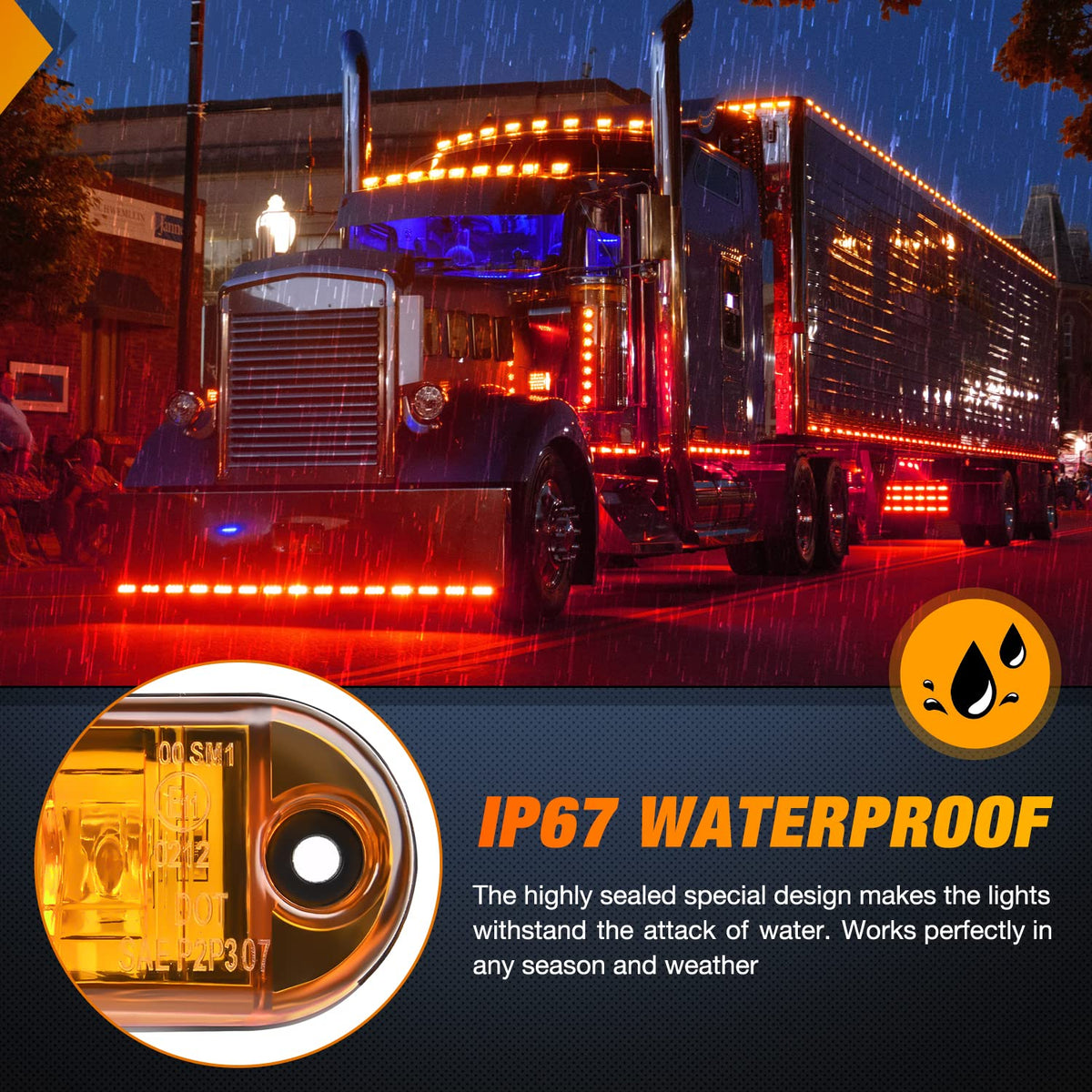 2.5" Oval Side Marker Light 10PCS Amber 2 Diode LED Fender Lights