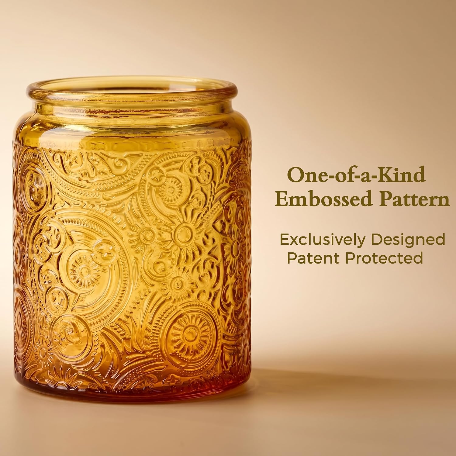 8 oz Orange Sun Moon Stars Candle Jars with Metal Lids, 9 Pack | Patented Embossed Design, Includes Wick Centering