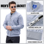 Men’s Lightweight Bomber Jacket Casual Full Zip Spring Fall Windbreaker Coat with Pockets Light Gray M