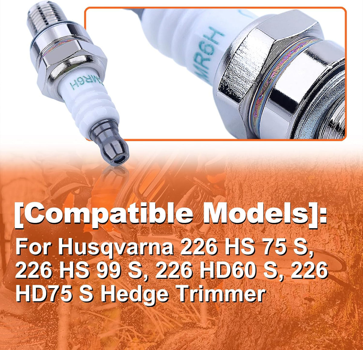 Spark Plug for Husqvarna 130BT 150BT 170BF 170BT 180BF 180BT 350BF 350BT 360BT 370BTS 380BFS 380BTS 560BFS 570BFS 570BTS 426LST 233RJ 243R 253R Backpack Blower Trimmer
