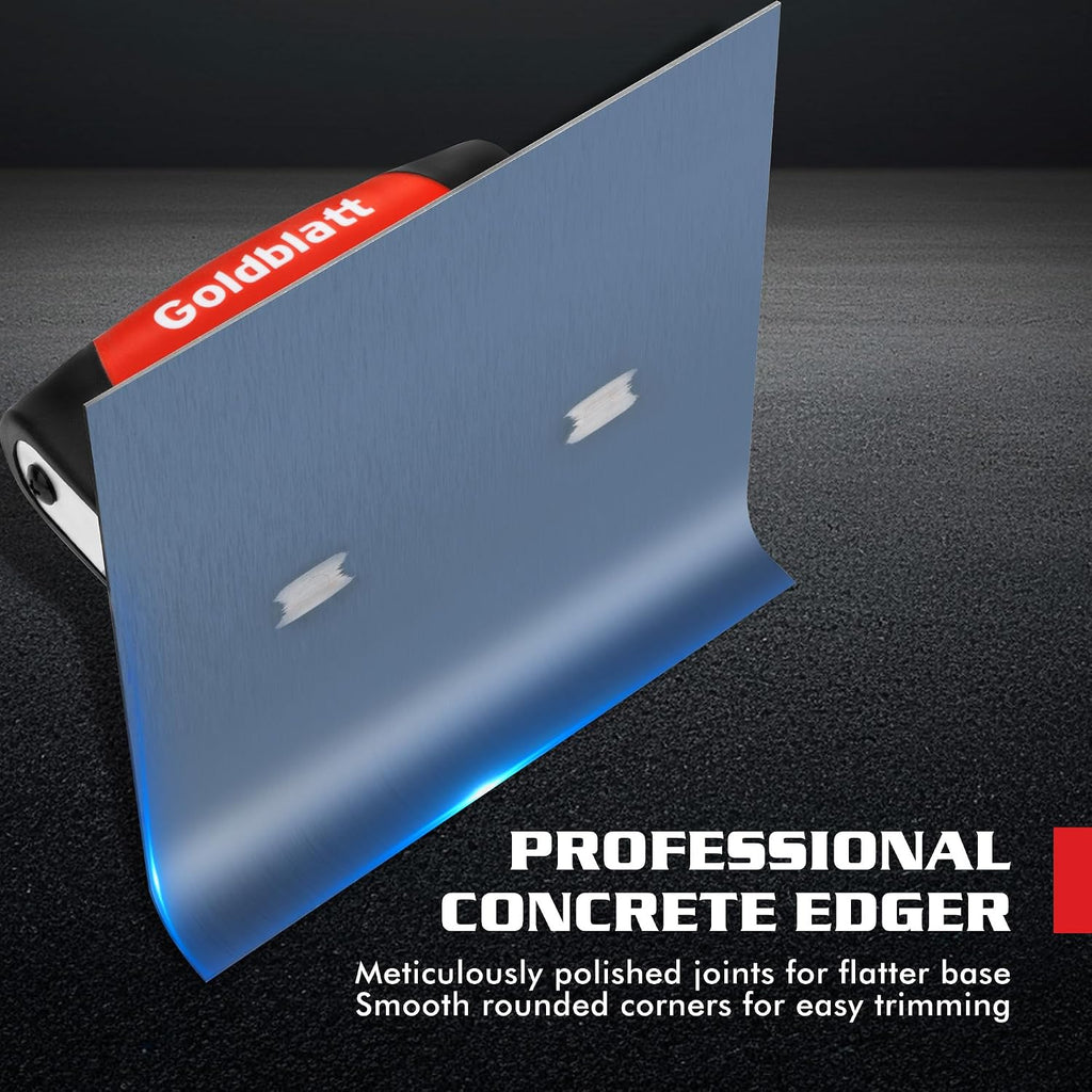 Concrete Edger Tool, 6" x 6" Blue Steel Edger (3/8"R, 1/2"L) | High Carbon Steel Concrete Finishing Tools, Masonry