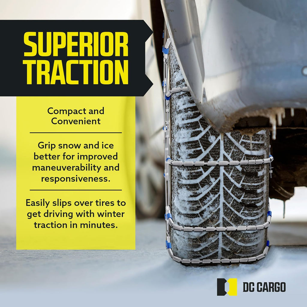 Tire Chain Cables For Snow & Ice, Fits Passenger Cars & Some SUVs, Constructed to Provide Maximum Traction & Grip