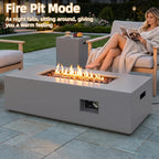 43.9" Fire Pit Table, 50,000 BTU with Lava Rocks, Gray