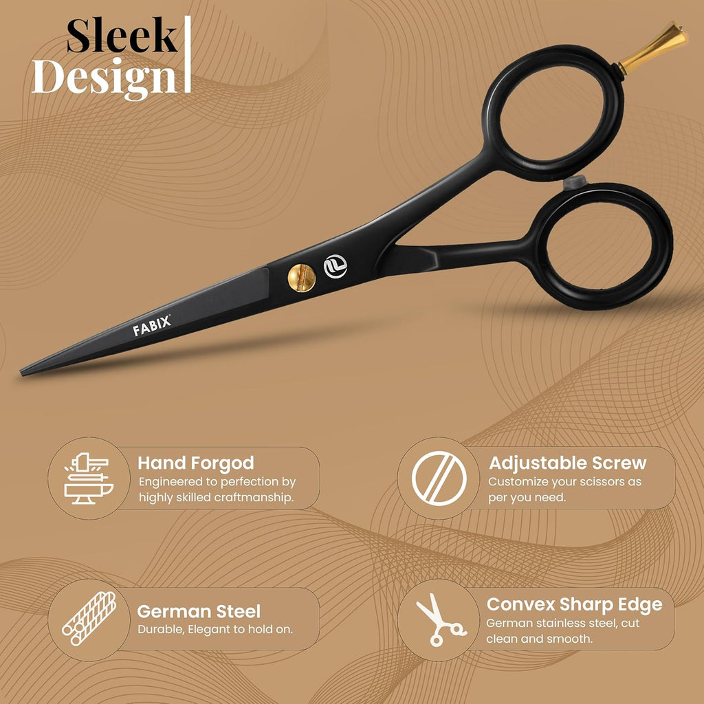 5” Professional Beard Mustache Scissors with 1 Beard Comb, 1 Mustache Comb and Travel Pouch - Perfect Beard Trimming