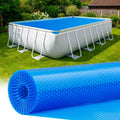 12 x 24 ft Rectangular Solar Pool Cover - Blue Micro Bubble Thermal Blanket for Above Ground & Inground Pools, Thick