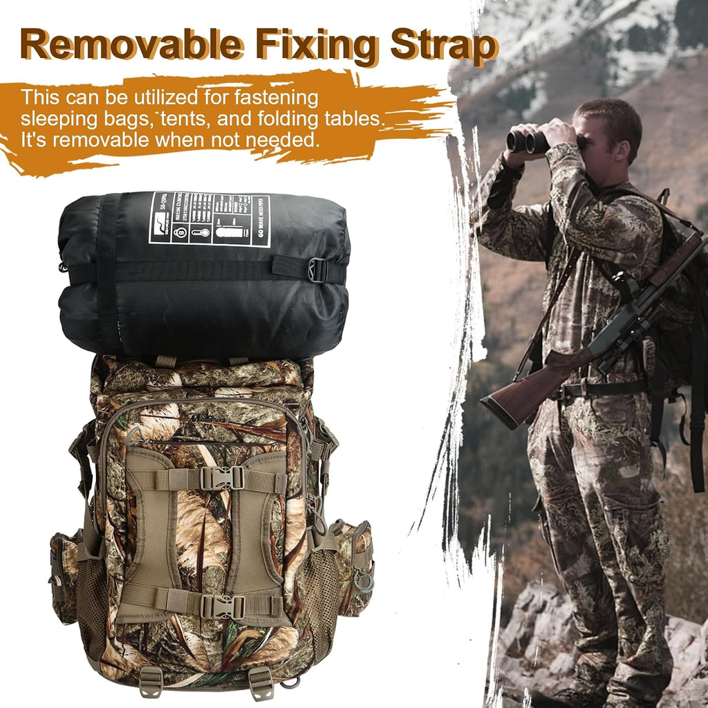 Hunting Backpack, Outdoor Hunting Pack with Rifle Holder, Hunting Backpacks for Men, Hunting Bag with Waterproof Rain