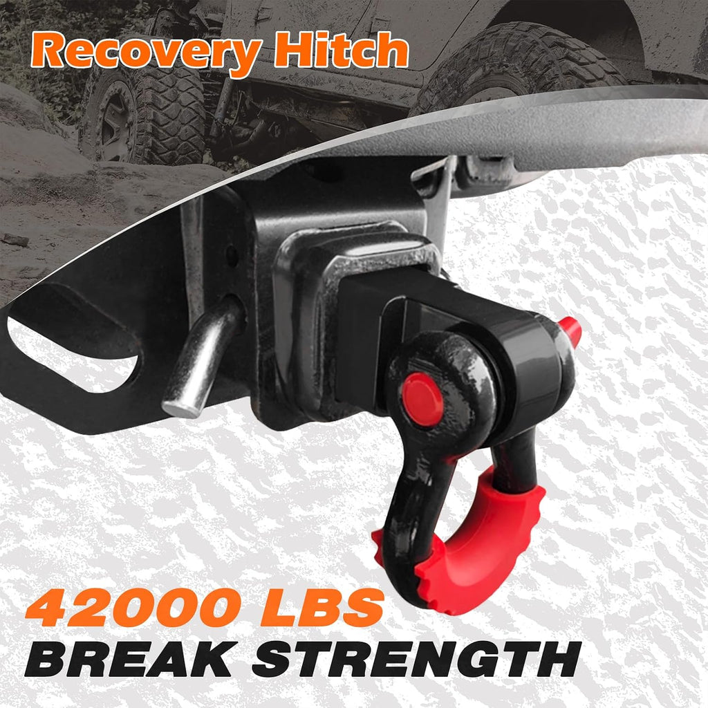 Offroad Recovery Strap Kit, 3" x 30ft Tow Strap+ Shackle Hitch Receiver 2 inch 42000 Lbs+D Ring Shackles+Bag, 4x4