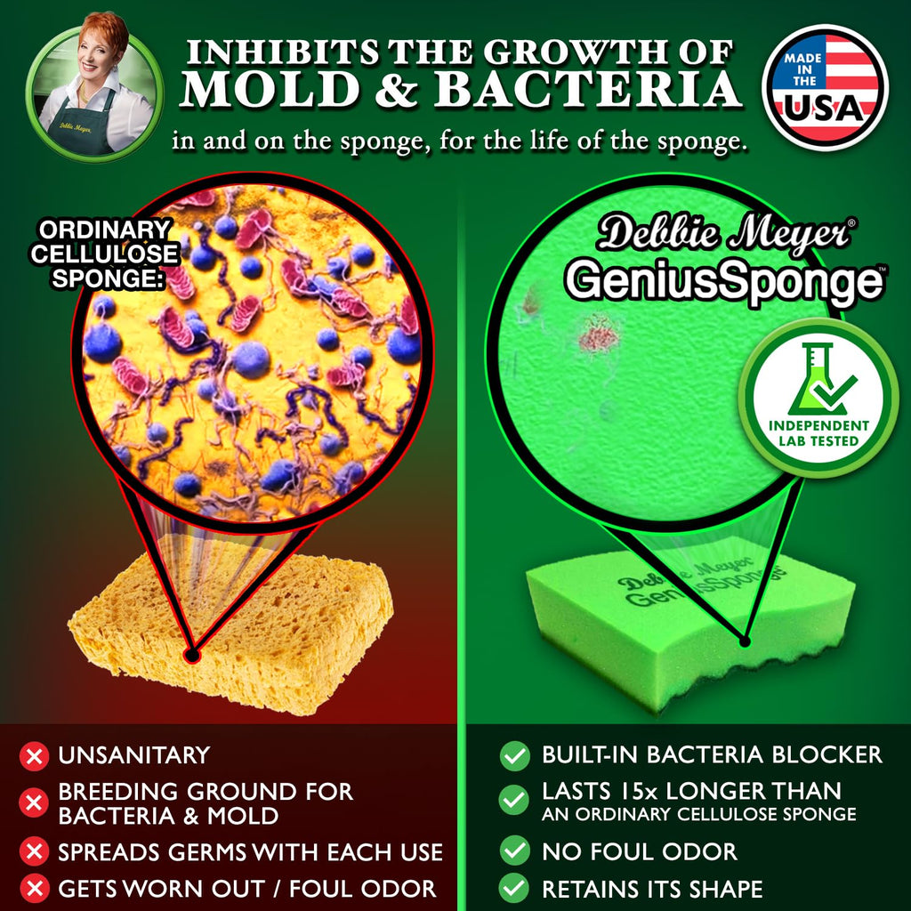 GeniusSponges - 8-Pack Kitchen Sponges for Washing Dishes